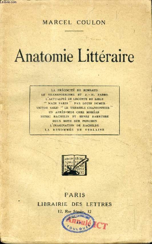 ANATOMIE LITTERAIRE