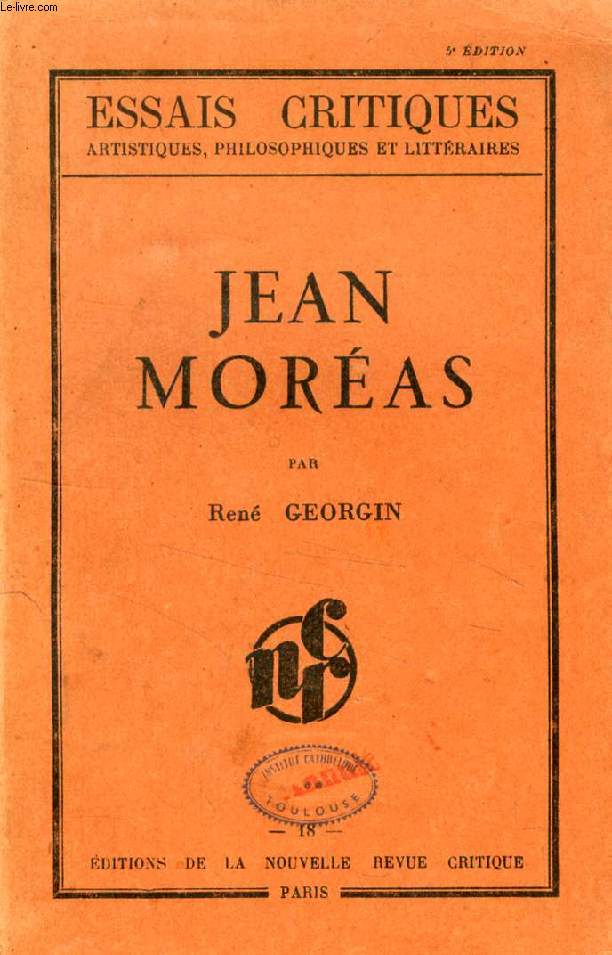 JEAN MOREAS, Essai Critique
