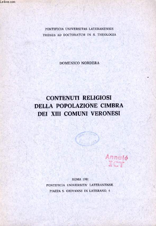 CONTENUTI RELIGIOSI DELLA POPOLAZIONE CIMBRA DEI XIII COMUNI VERONESI (TESI)