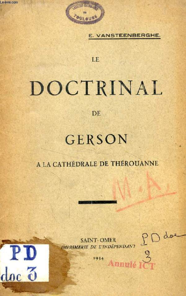 LE DOCTRINAL DE GERSON A LA CATHEDRALE DE THEROUANNE (TIRE A PART)