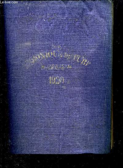 ANNUAIRE DE LA CHRONIQUE DU TURF , CALENDIER ET COURSES DE L ANNEE 1920