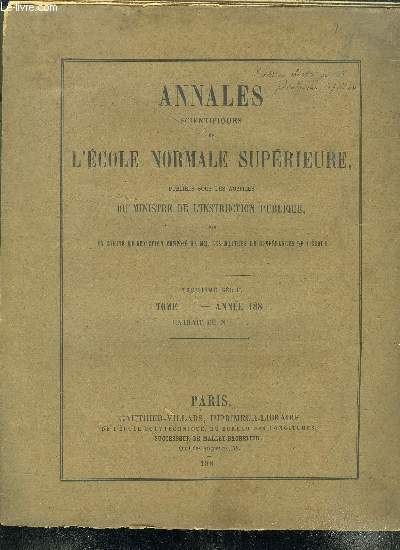 ANNALES SCIENTIFIQUES DE L ECOLE NORMALE SUPERIEURE PUBLIEES SOUS LES AUSPICES DU MINISTRE DE L INSTRUCTION PUBLIQUE