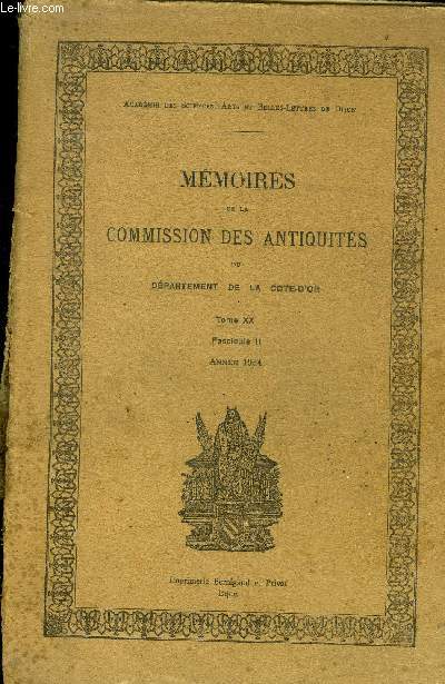 MEMOIRES DE LA COMMISSION DES ANTIQUITES DU DEPARTEMENT DE LA COTE D OR