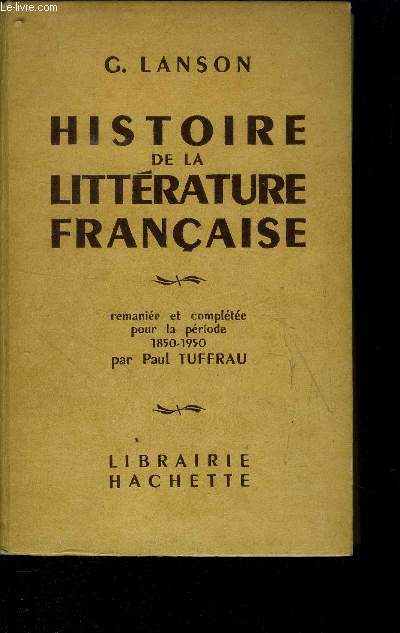 HISTOIRE DE LA LITTERATURE FRANCAISE