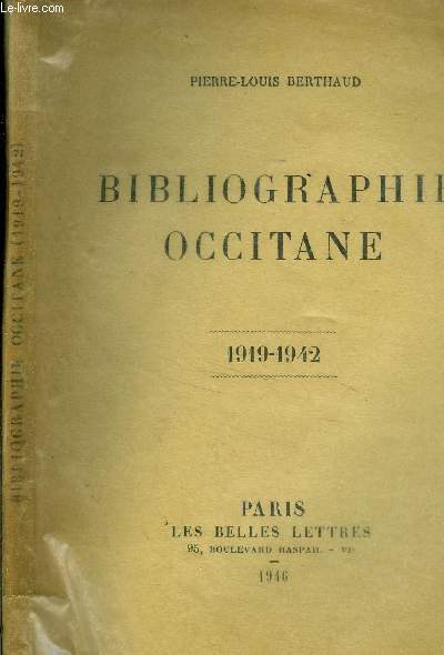 BIBLIOGRAPHIE OCCITANE - 1919/1942