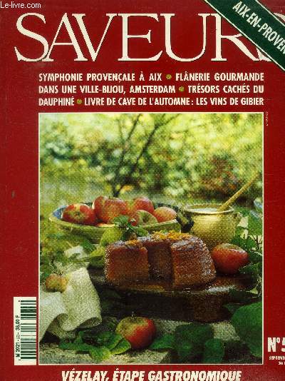 Saveurs n 53 - Septembre 1995 : Symphonie provenale  Aix - Flnerie gourmande dans une ville-bijou , Amsterdam - Trsors cachs du Dauphin - Livre de cave de l'automne :les vins de gibier