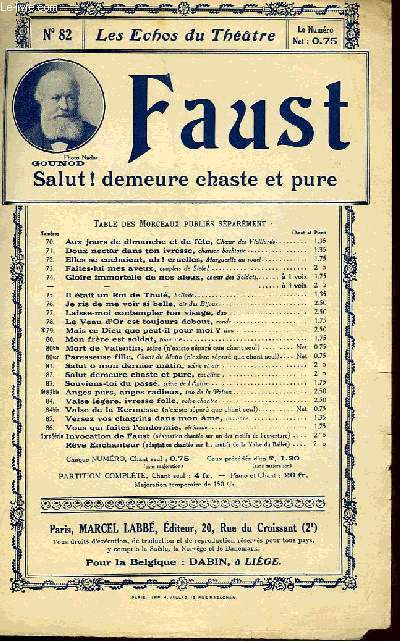 FAUST, SALUT ! DEMEURE CHASTE ET PURE