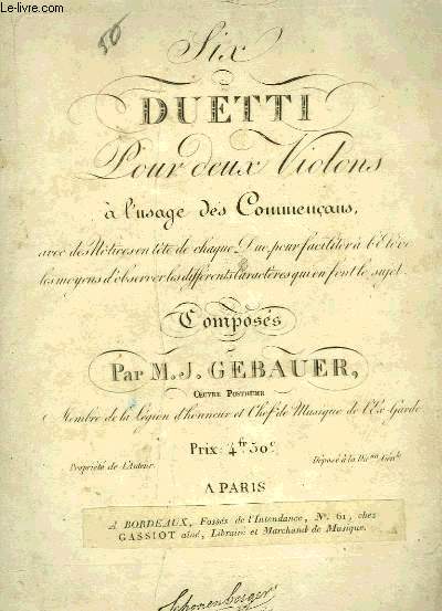 SIX DUETTI POUR DEUX VIOLONS