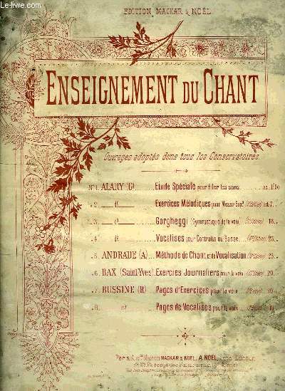 ENSEIGNEMENT DU CHANT, N6 : EXERCICES JOURNALIERS