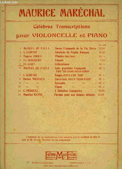 CELEBRES TRANSCRITPTIONS POUR VIOLONCELLE ET PIANO