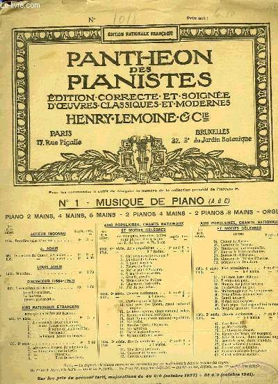 PANTHEON DES PIANISTES N1018