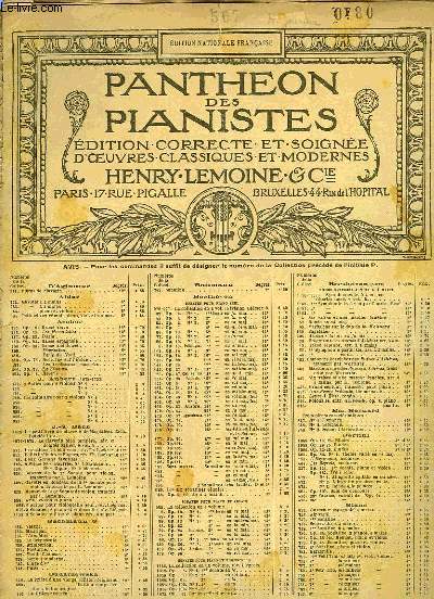 PANTHEON DES PIANISTES N567