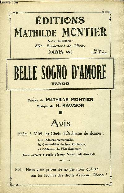 BELLE SOGNO D'AMORE (BEAU SONGE D'AMOUR)