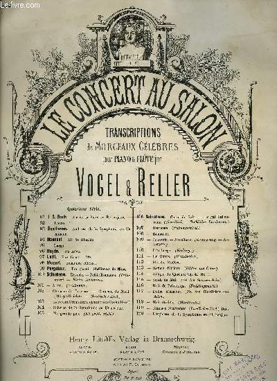 TRANSCRIPTIONS DE MORCEAUX CELEBRES POUR PIANO ET FLUTE