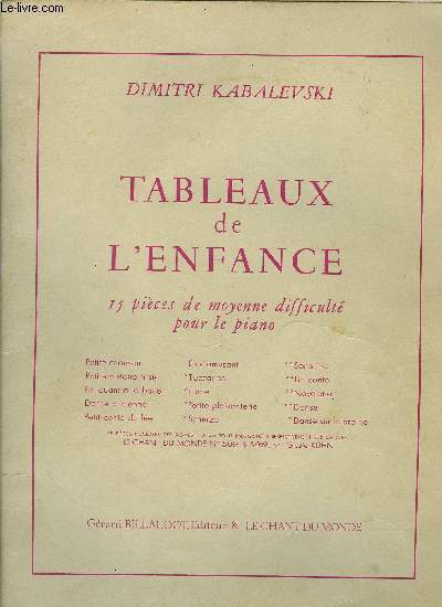 TABLEAUX DE L'ENFANCE