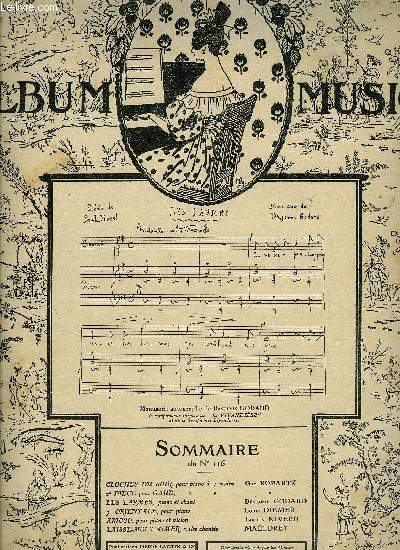 ALBUM MUSICA - N116 : CLOCHES DU SOIR + 2 PIECES POUR GAUD + LES LARMES + 7 ORIENTALE + ARIOSO + LAISSE MOI T'AIMER.