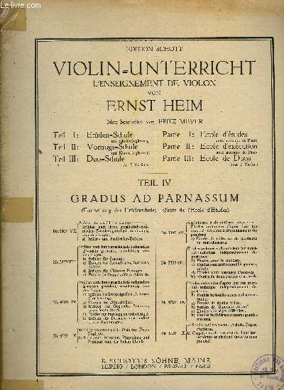 VIOLIN UNTERRICHT (L'ENSEIGNEMENT DU VIOLON)