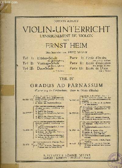 VIOLIN UNTERRICHT (L'ENSEIGNEMENT DU VIOLON)