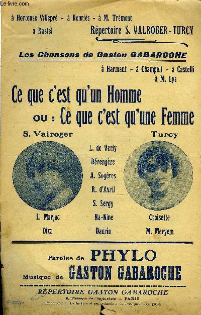 CE QUE C'EST QU'UN HOMME OU CE QUE C'EST QU'UN' FEMME