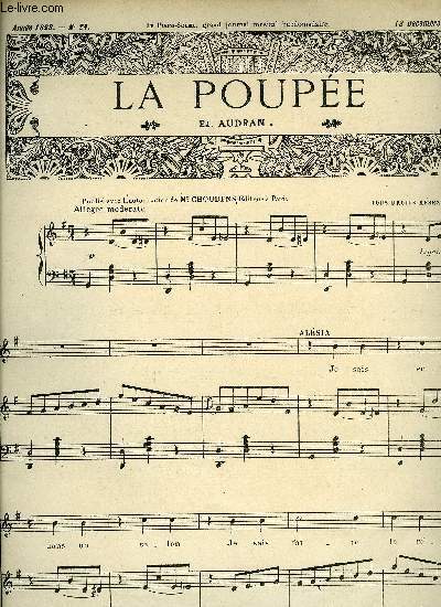 PIANO SOLEIL - N24 DU 13 DECEMBRE 1896 : LA POUPEE - POUR PIANO ET CHANT AVEC PAROLES + PIERETTE - POUR PIANO + MELODIE - POUR PIANO.