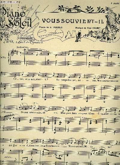 PIANO SOLEIL 9 JUILLET 1899, N2