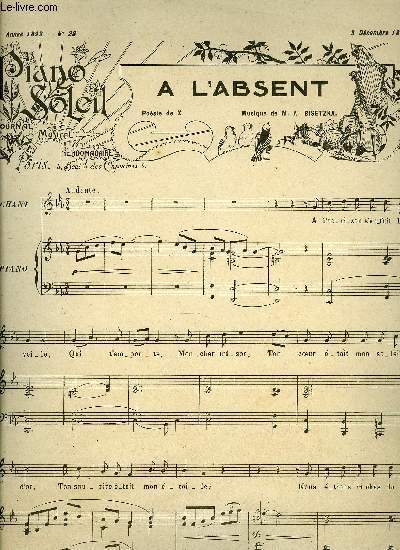 PIANO SOLEIL 3 DECEMBRE 1899, N23