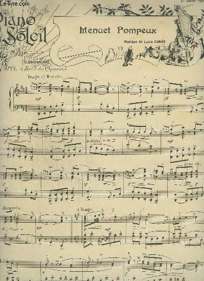 PIANO SOLEIL - N4 DU 27 JANVIER 1901 : MENUET POMPEUX + VALSE LENTE.