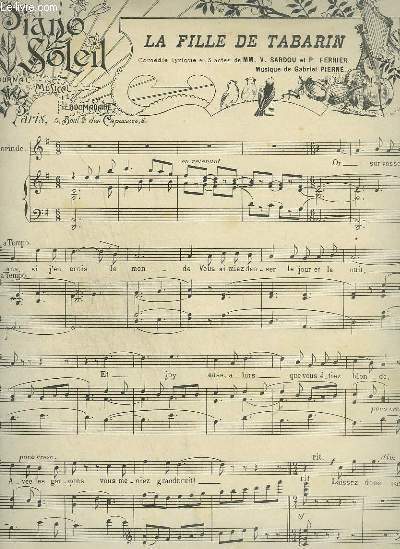 PIANO SOLEIL - N°9 DU 3 MARS 1901 : LA FILLE DE TABARIN + REINE WILHELMINE + ROMANCE SANS PAROLES.