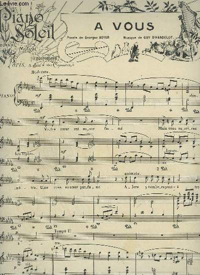 PIANO SOLEIL - N3 DU 21 JUILLET 1901 : A VOUS + FEUILLET D'ALBUM + PASSE PIED.