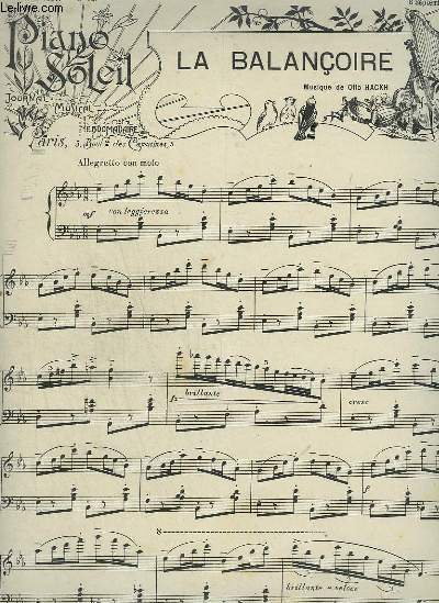 PIANO SOLEIL - N10 DU 8 SEPTEMBRE 1901 : LA BALANCOIRE + LA LURONS A LA JOIE.