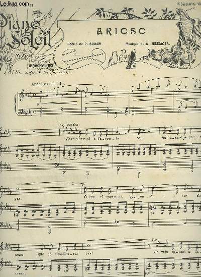 PIANO SOLEIL - N11 DU 15 SEPTEMBRE 1901 : ARIOSO + ARLETTE.