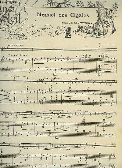 PIANO SOLEIL - N15 DU 13 OCTOBRE 1901 : MENUET DES CIGALES POUR PIANO ET CHANT + MAZURK BOHEMIENNE POUR PIANO.
