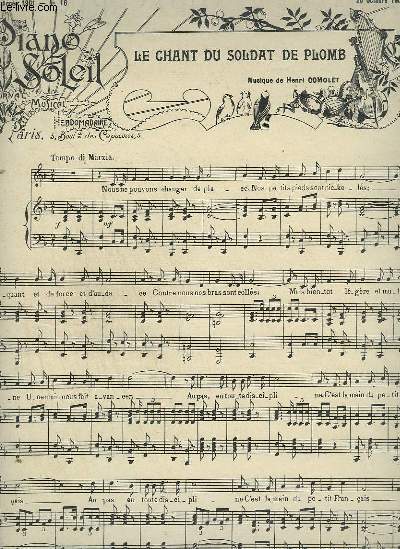 PIANO SOLEIL - N16 DU 20 OCTOBRE 1901 : LE CHANT DU SOLDAT DE PLOMB + ROMANCE APPASSIONATA + CHANSON D'ARCHERS.