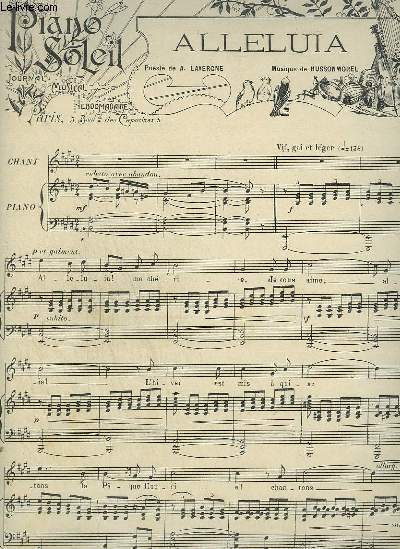 PIANO SOLEIL - N19 DU 10 NOVEMBRE 1901 : ALLELUIA + SCHERZO + A LA COUR DE HENRI VIII.