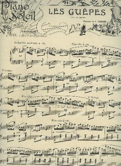 PIANO SOLEIL - N20 DU 20 NOVEMBRE 1901 : LES GUEPES + DOUX PROPOS + CHANSON ARABE.