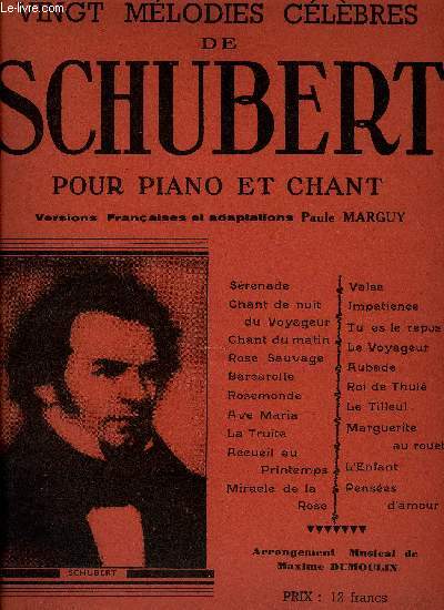 VINGT MELODIES CELEBRES DE SCHUBERT