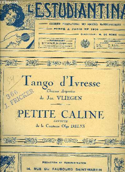 TANGO D'IVRESSE / PETITE CALINE - VLIEGEN Jos. / DELYS Olga, comtesse - 1931 - Afbeelding 1 van 1