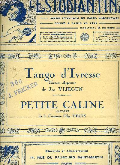 TANGO D'IVRESSE / PETITE CALINE