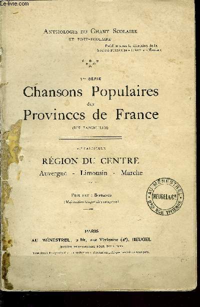 CHANSONS POPULAIRES DES PROVINCES DE FRANCE