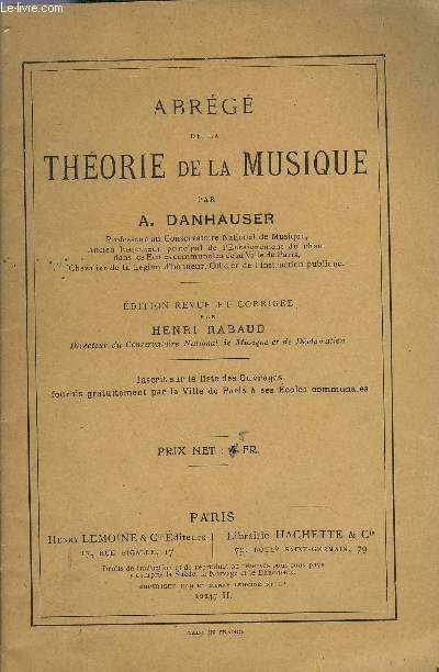 ABREGE DE LA THEORIE DE LA MUSIQUE