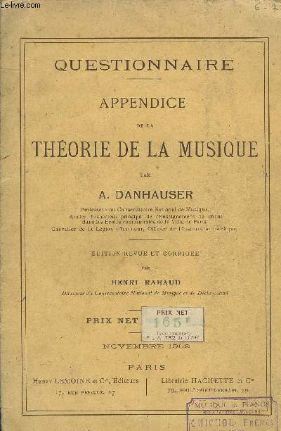 QUESTIONNAIRE, APPENDICE DE LA THEORIE DE LA MUSIQUE