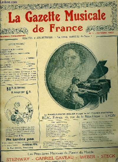 LA GAZETTE MUSICALE DE FRANCE N1