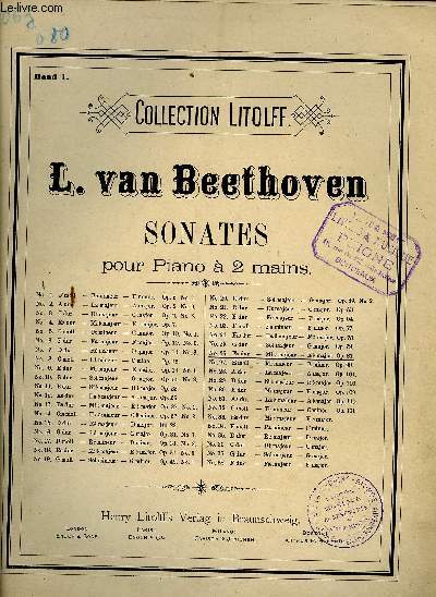 Sonate N26 - Les adieux - Collection Litolff