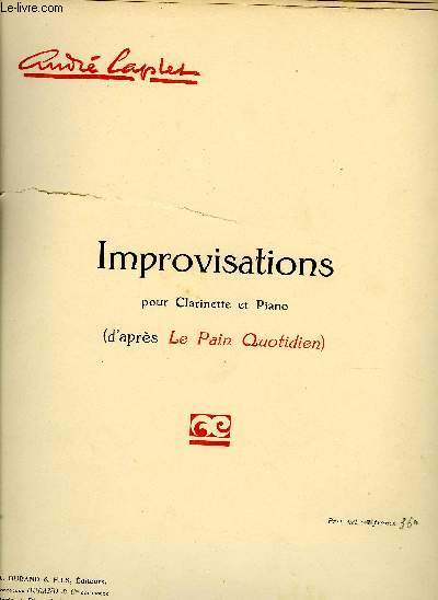IMPROVISATIONS POUR CLARINETTE ET PIANO