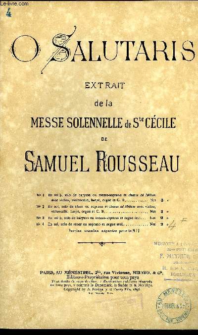 O SALUTARIS EXTRAIT DE LA MESSE SOLENNELLE DE SAINTE CECILE