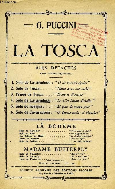 LA TOSCA. SOLO DE CAVARADOSSI