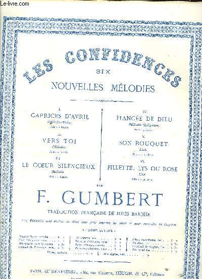 LES CONFIDENCES SIX NOUVELLES MELODIES/ VERS TOI ! N2 SOPRANO OU TENOR