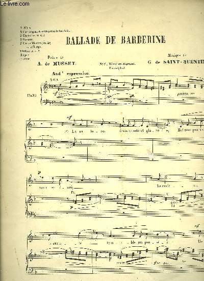 BALLADE DE BARBERINE pour piano et chant