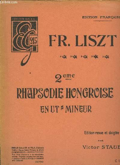 2me RHAPSODIE HONGROISE EN UT DIESE MINEUR avec extrait de concertino patetico pour piano Lucien Wurmser