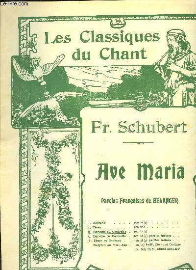 AVE MARIA pour baryton ou contralto POUR PIANO ET CHANT